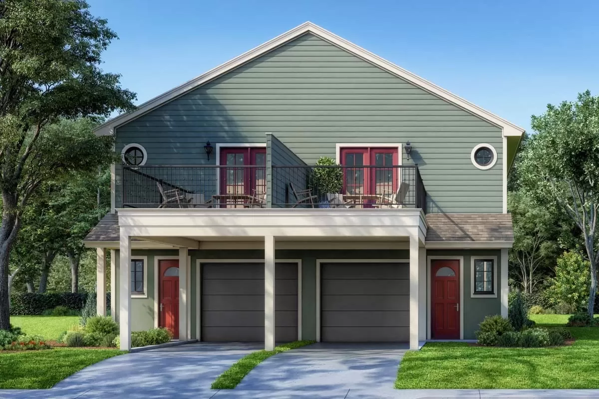 2Story Traditional Duplex Home Plan with Outdoor Living 1697 Per — free download